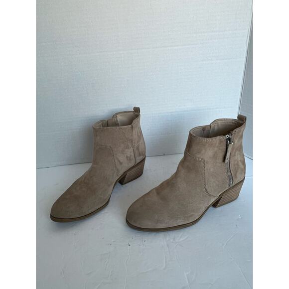 Dr. Scholl's Lawless Western Beige Vegan Suede Zip Ankle Comfort Bootie Boot 8M - Picture 1 of 11